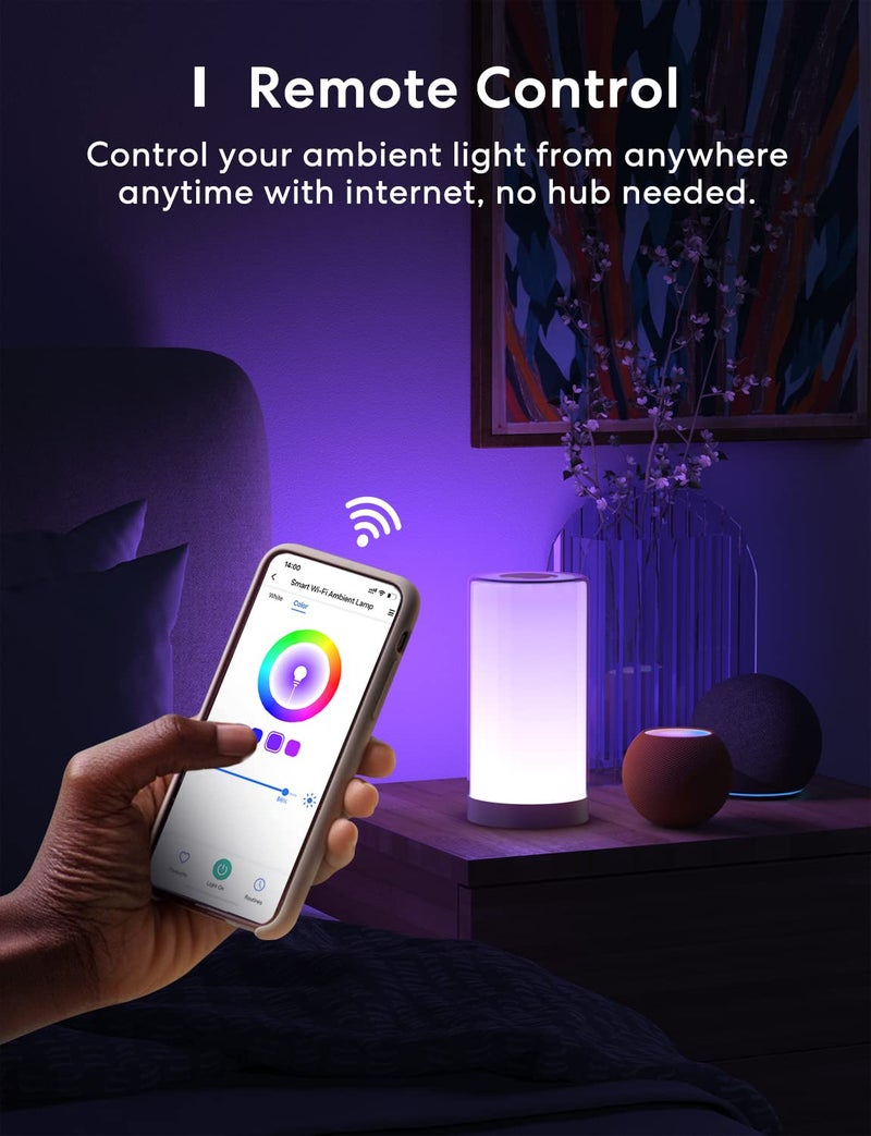 meross Smart Table Lamp, Bedside Lamp, Compatible with Apple HomeKit, Siri, Amazon Alexa and SmartThings, Tunable White and Multi-Color, Touch Control, Voice and App Control - Image 5